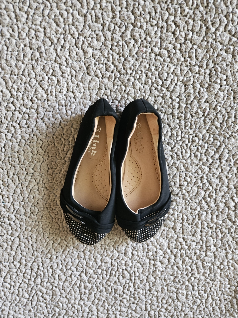 Link Black Studded Pointed-Toe Kids Ballet Flats